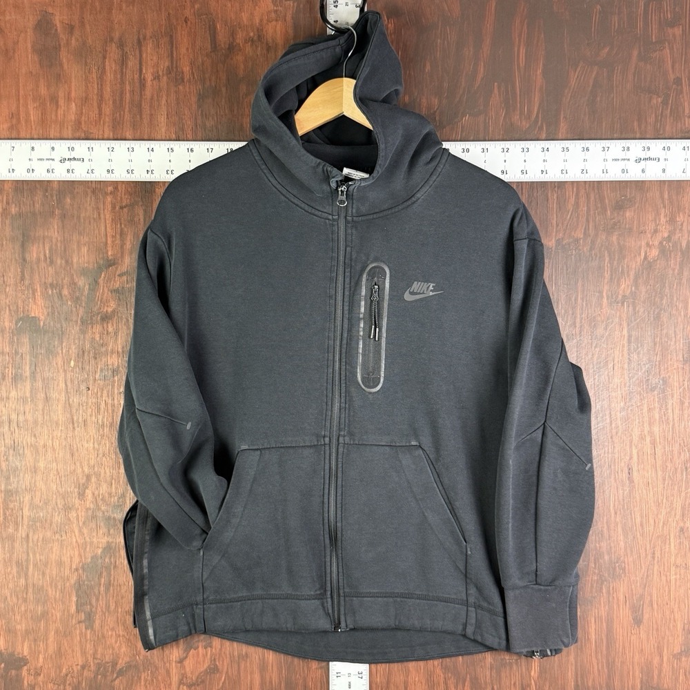 Nike Tech Windrunner Fleece Zip Up Hoodie Jacket DD5624-010 Black Womens Medium‎